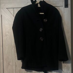 Stylish Black Coat with Button Details